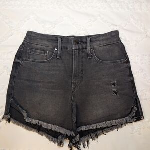 Good American Charcoal Distressed Jean Shorts